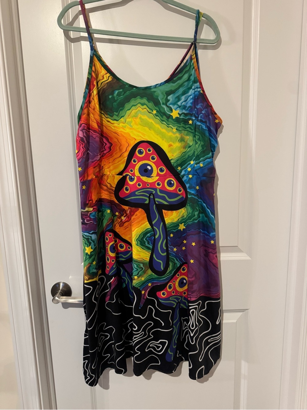 Multicolor Psychedelic Mushroom Slip Mini Dress
